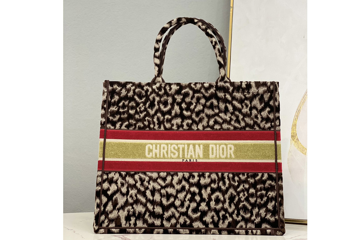 Christian Dior M1286 Large Dior book tote Bag in Beige Multicolor Mizza Embroidery