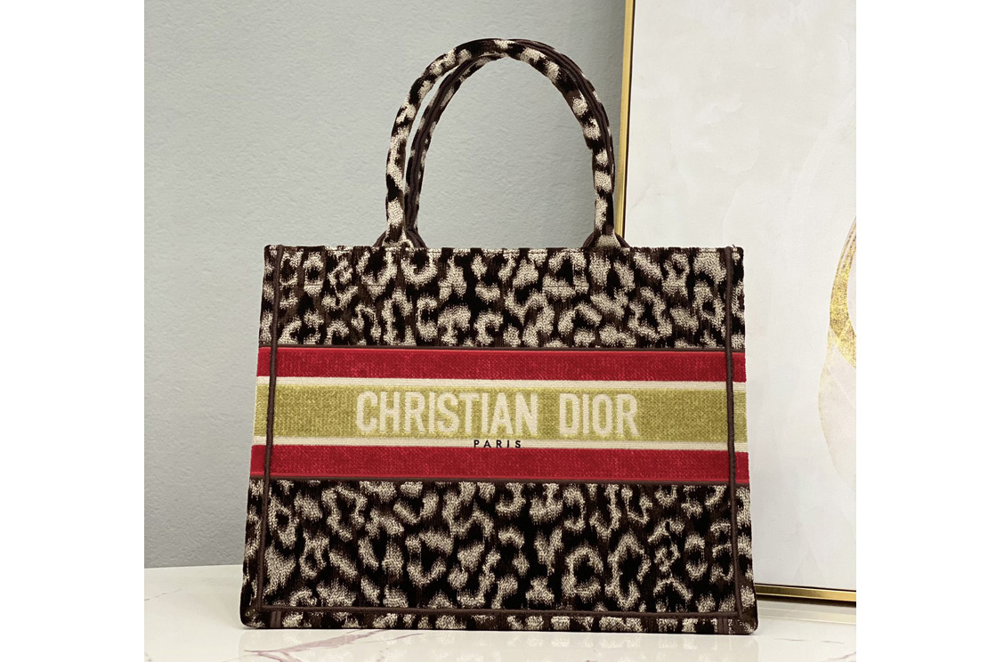 Christian Dior M1296 Medium Dior book tote Bag in Beige Multicolor Mizza Embroidery