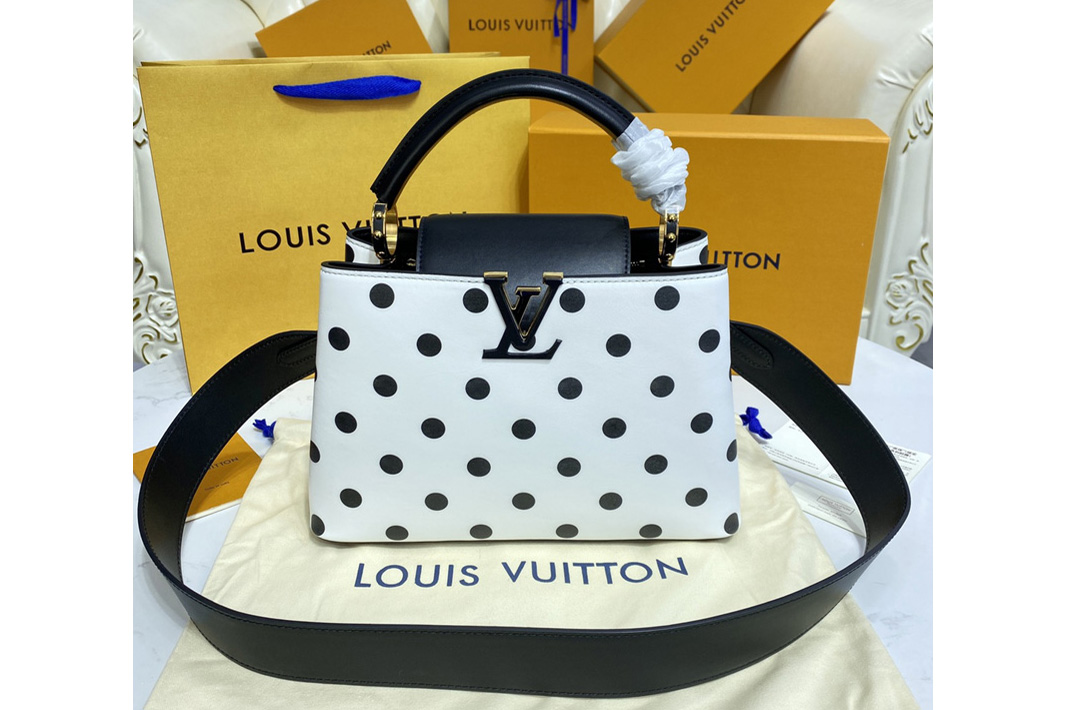 Louis Vuitton M20373 LV Capucines BB handbag on Black/White Taurillon Calfskin leather