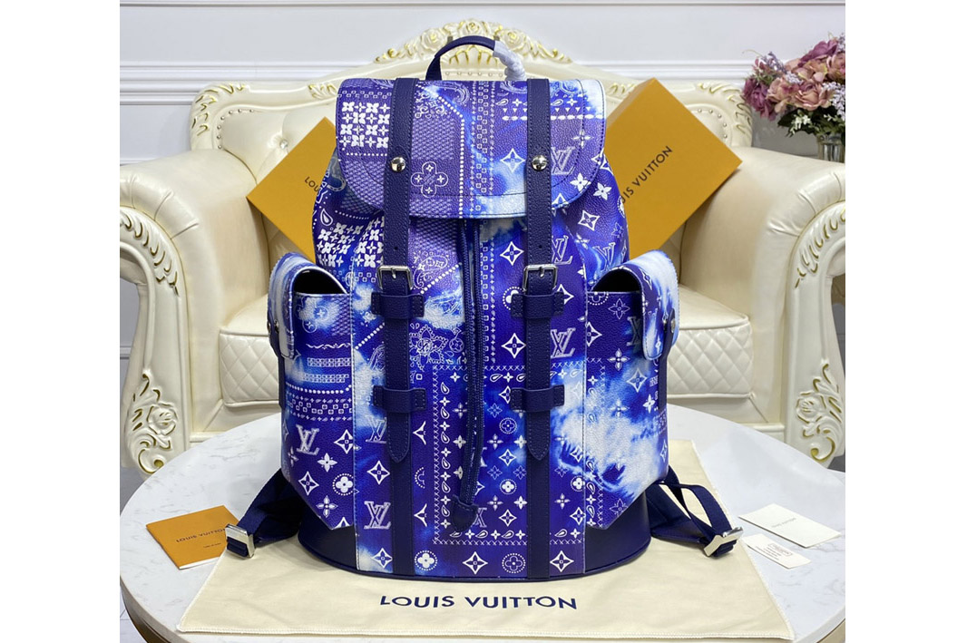 Louis Vuitton M20554 LV Christopher PM Backpack in Blue cowhide leather