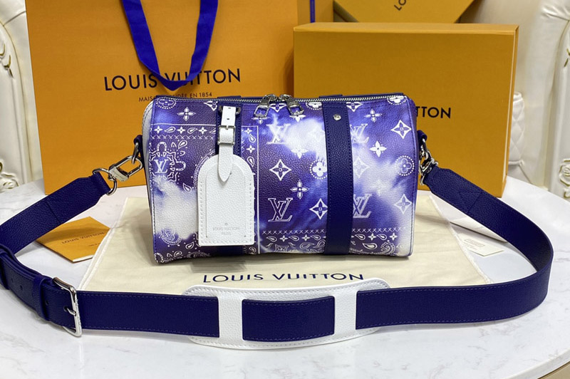 Louis Vuitton M20555 LV City Keepall bag in Blue cowhide leather