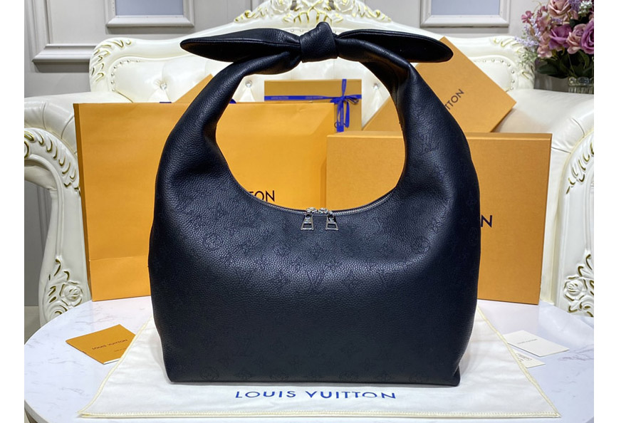 Louis Vuitton M20703 LV Why Knot PM handbag in Black Mahina calf leather