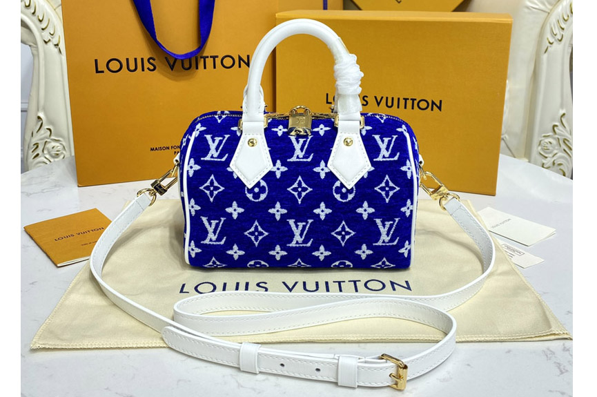 Louis Vuitton M20751 LV Speedy bandouliere 20 bag in Blue Monogram jacquard velvet
