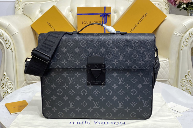 Louis Vuitton M20835 LV S-Lock Briefcase Bag in Monogram Eclipse Canvas