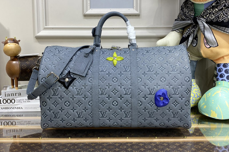 Louis Vuitton M20901 LV Keepall 50 bag in Granite Taurillon Monogram
