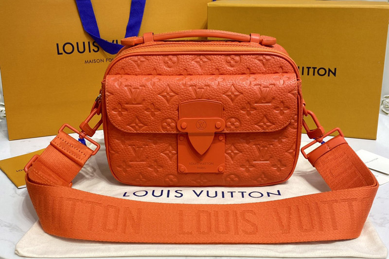 Louis Vuitton M20901 LV S-Lock Messenger Bag in Orange Taurillon Monogram leather
