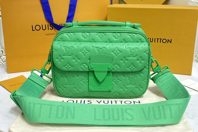 Louis Vuitton M20901 LV S-Lock Messenger Bag in Green Taurillon Monogram leather
