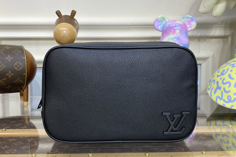 Louis Vuitton M20912 LV toilet pouch bag in Black LV Aerogram cowhide leather