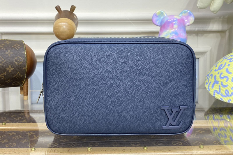 Louis Vuitton M20912 LV toilet pouch bag in Blue LV Aerogram cowhide leather