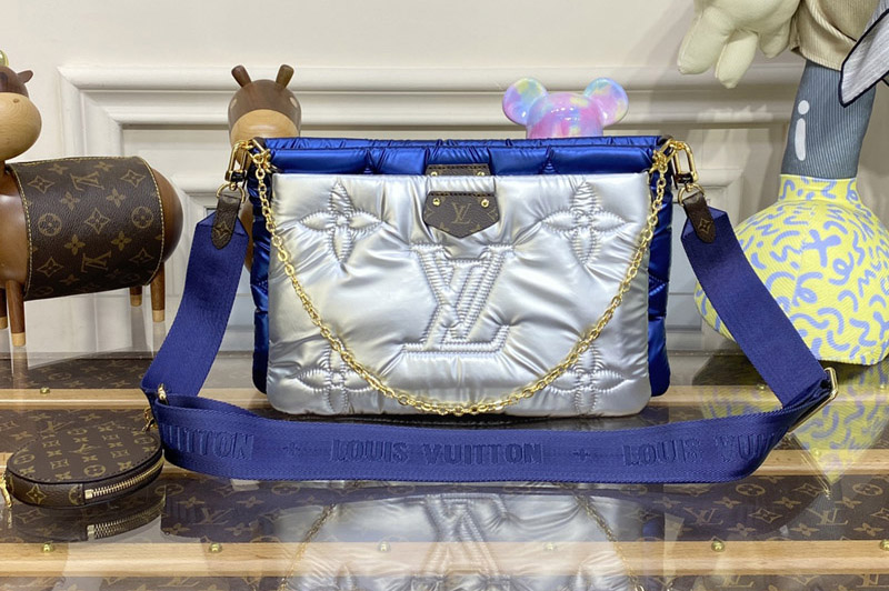 Louis Vuitton M21057 LV Maxi Multi-Pochette Accessoires bag in Silver/Navy Blue Recycled nylon