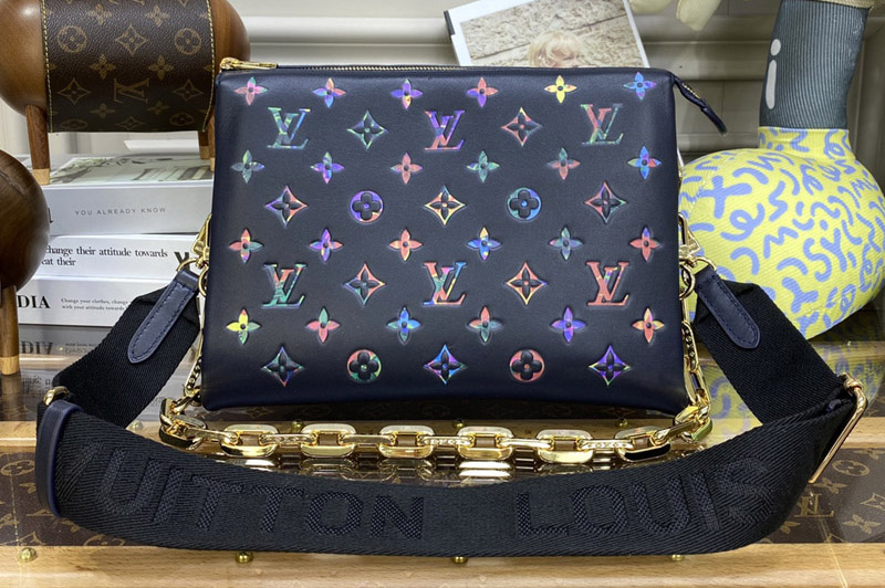 Louis Vuitton M21353 LV Coussin PM handbag in Navy Blue Lambskin leather
