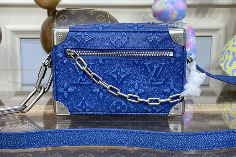 Louis Vuitton M21368 LV Mini Soft Trunk Bag in Denim Blue Cowhide leather