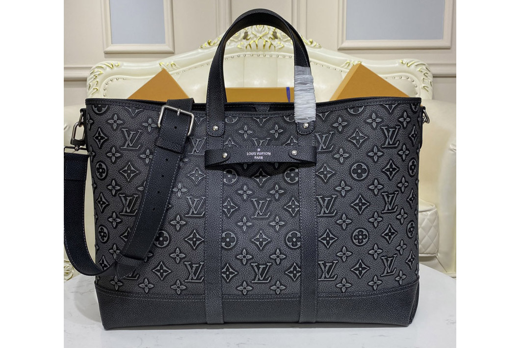 Louis Vuitton M21371 LV Tote Journey carryall bag in Charcoal Cowhide leather