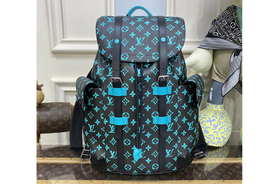 Louis Vuitton M21396 LV Christopher MM backpack in LV Graffiti Monogram Eclipse coated canvas