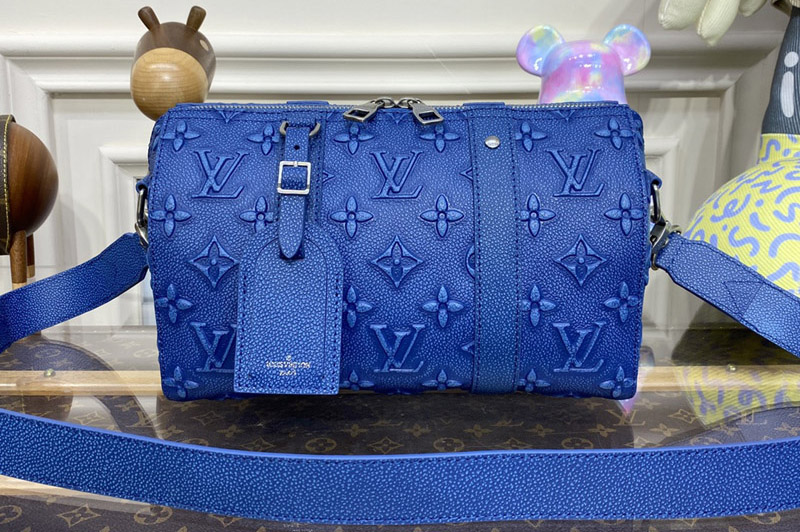 Louis Vuitton M21448 LV City Keepall Bag in Blue Cowhide leather
