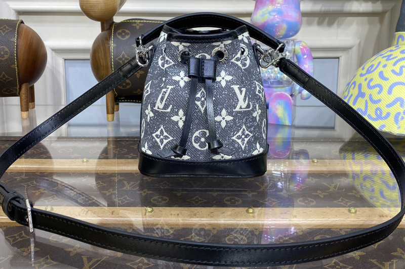 Louis Vuitton M46449 LV Noe Bucket bag in Gray Denim textile jacquard