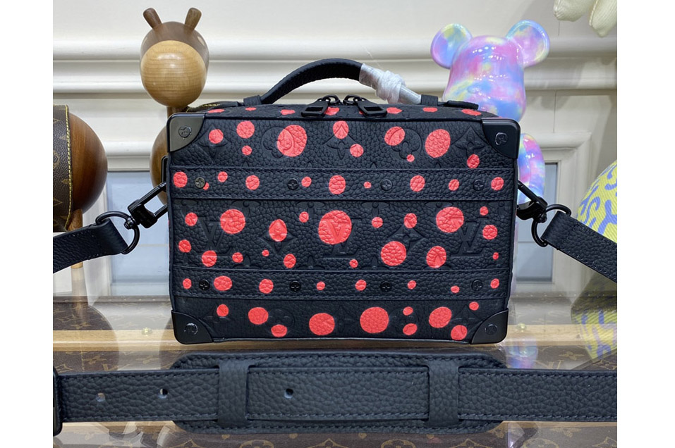 Louis Vuitton M21677 LV LVxYK Handle Soft Trunk Bag in Black and red Taurillon Monogram cowhide with Infinity Dots print