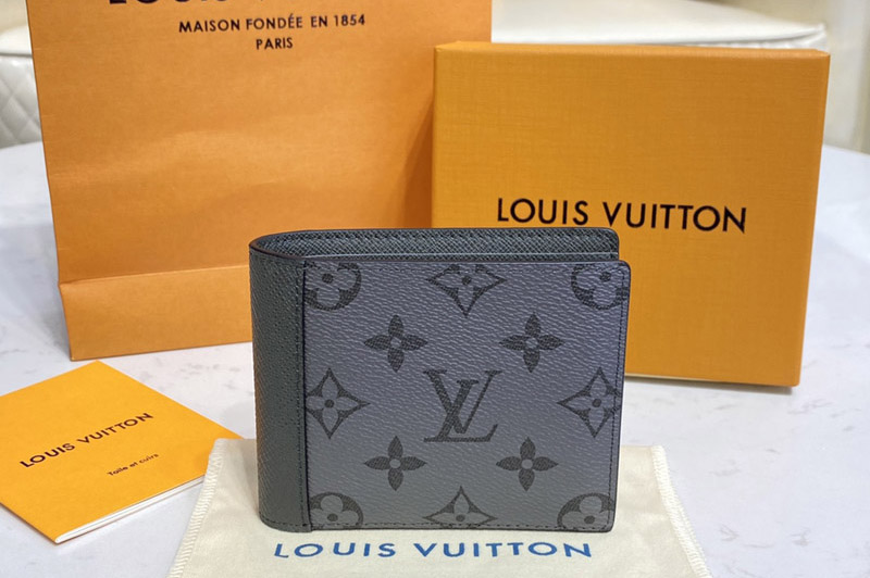 Louis Vuitton M30843 LV Multiple Wallet in Taiga leather and Monogram Canvas
