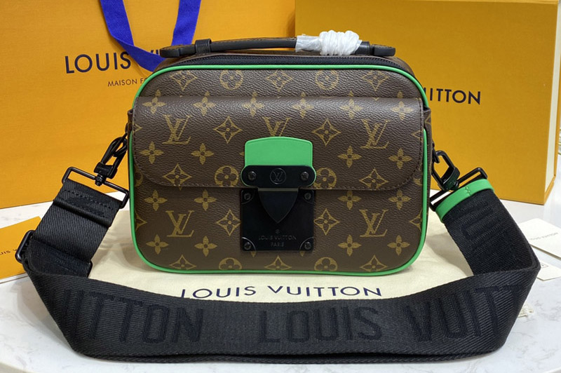 Louis Vuitton M45863 LV S Lock Messenger Bag in Monogram Macassar canvas With Green