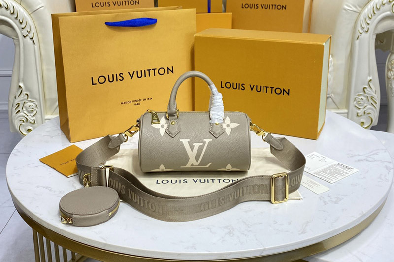 Louis Vuitton M46031 LV Papillon BB bag in Gray/Beige Monogram Empreinte leather