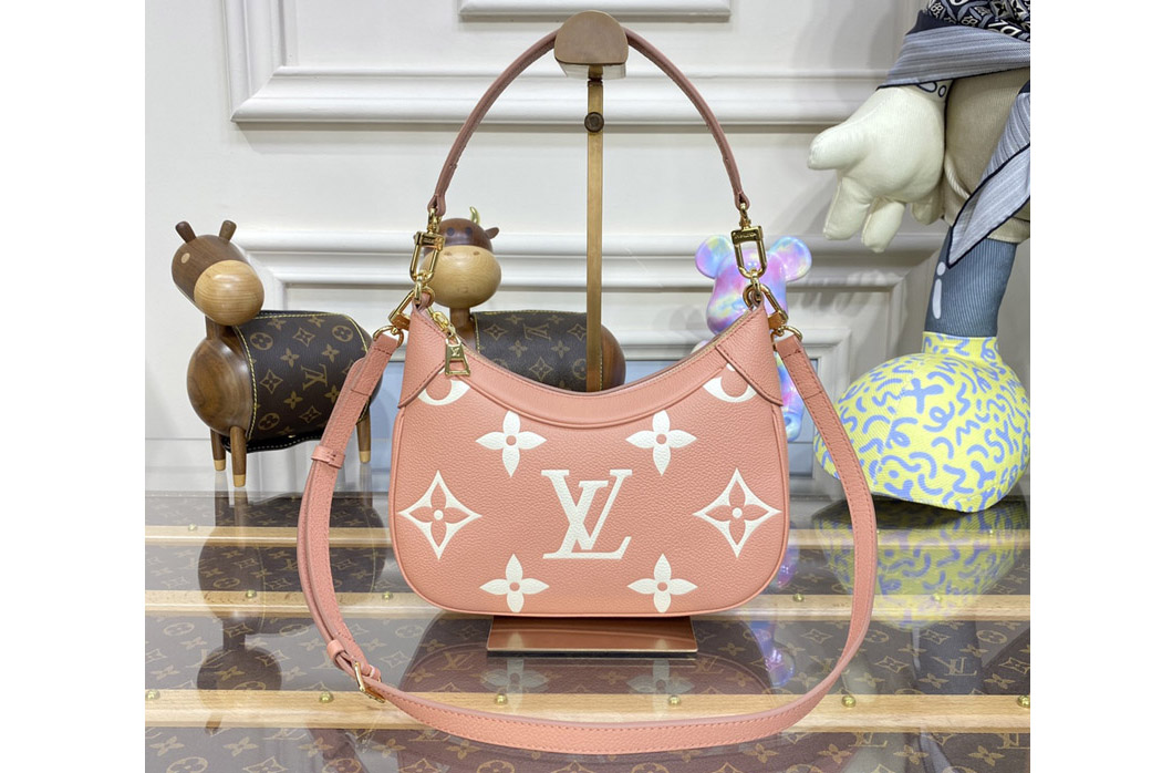 Louis Vuitton M46002 LV Bagatelle Mini Hobo bag in Pink/Cream Monogram Empreinte leather