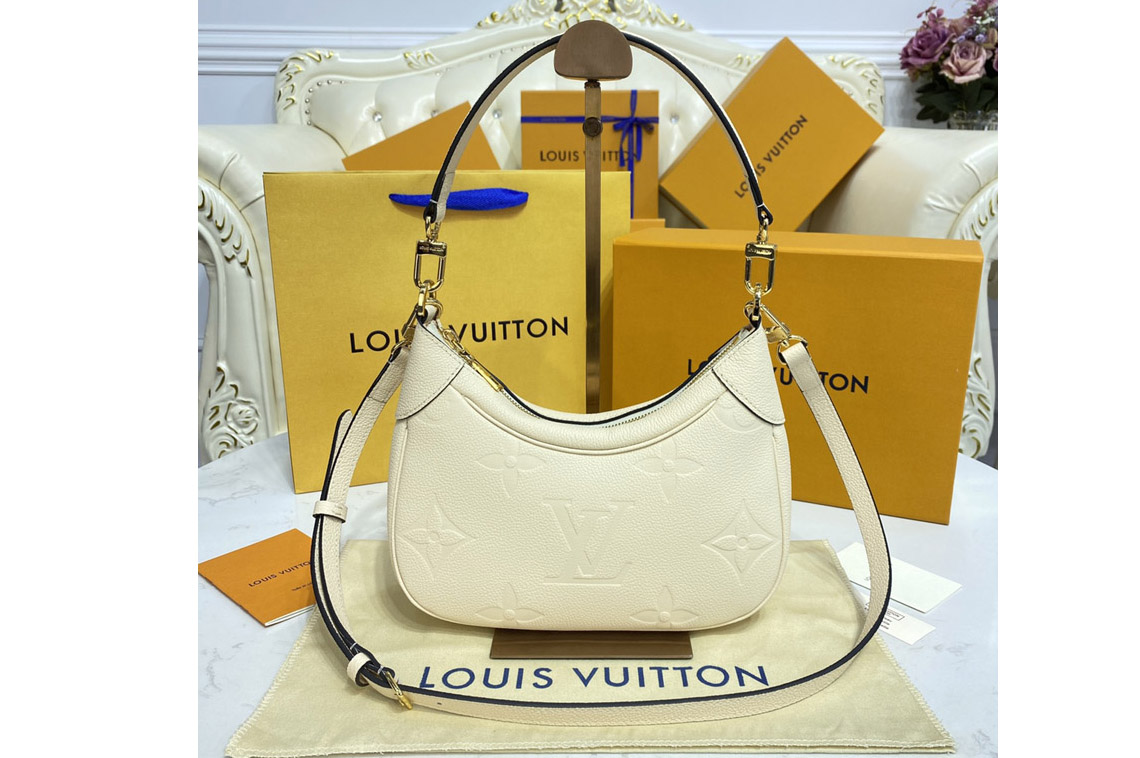 Louis Vuitton M46099 LV Bagatelle mini hobo Bag in Beige Monogram Empreinte leather