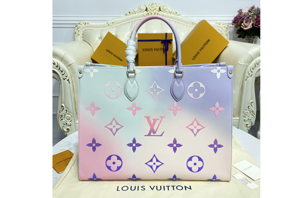 Louis Vuitton M46076 LV OnTheGo GM tote bag in Sunrise Pastel Monogram coated canvas
