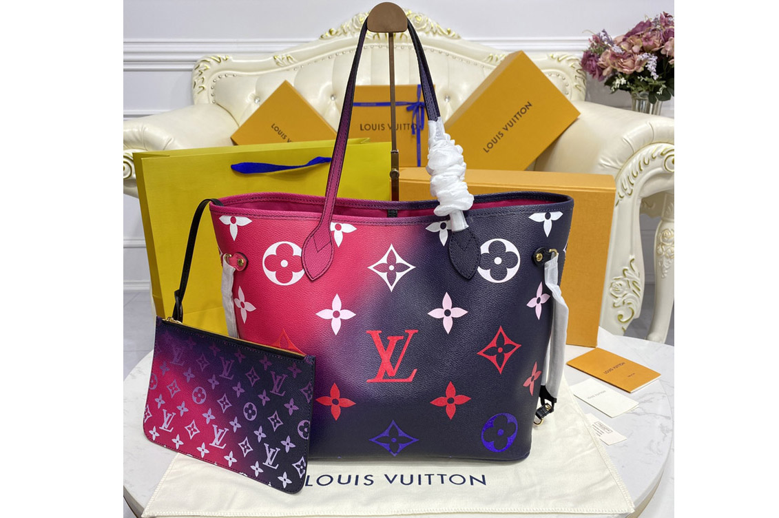 Louis Vuitton M20511 LV Neverfull MM tote bag in Midnight Fuchsia Monogram canvas