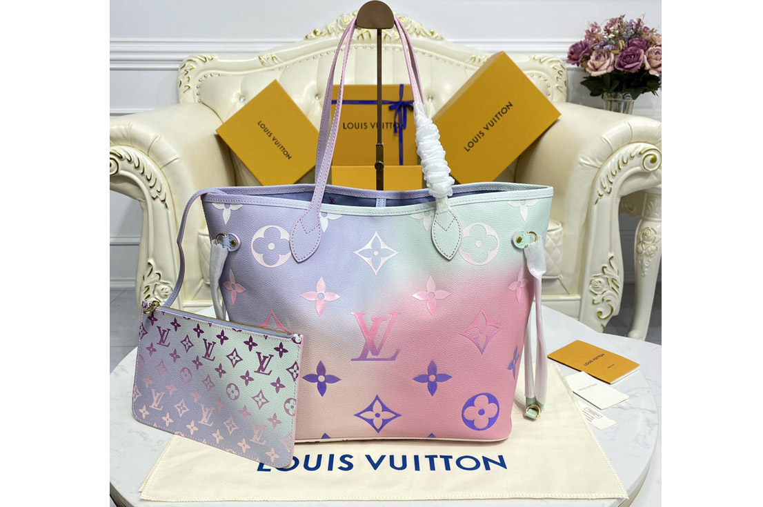 Louis Vuitton M46077 LV Neverfull MM tote bag in Sunrise Pastel Monogram canvas