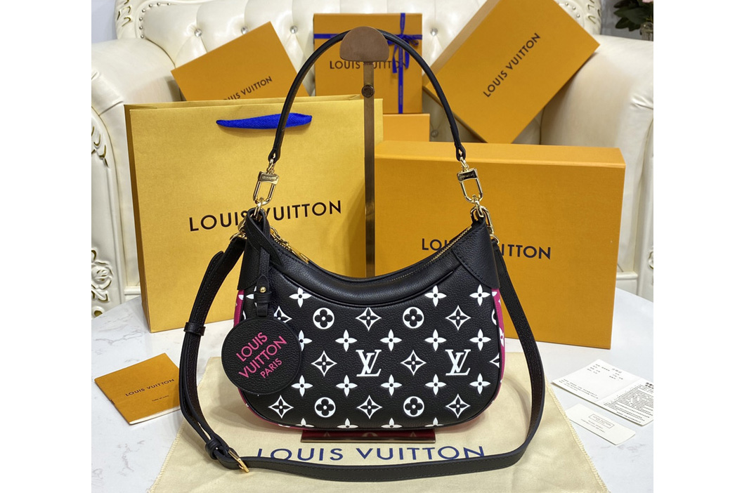 Louis Vuitton M46091 LV Bagatelle BB mini-hobo bag on Black/White/Pink Monogram Empreinte Leather