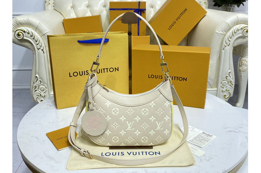 Louis Vuitton M46113 LV Bagatelle BB bag in Beige/Pink/Yellow Monogram Empreinte leather