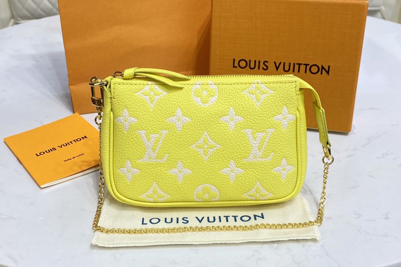 Louis Vuitton M46129 LV Mini Pochette Accessoires on Yellow Monogram Empreinte leather