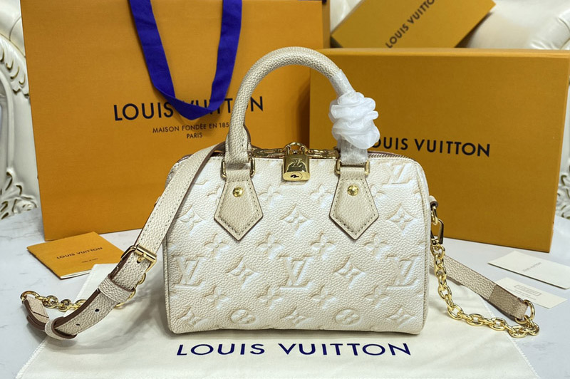 Louis Vuitton M46163 LV Speedy Bandouliere 20 handbag in Beige embossed Monogram Empreinte Leather