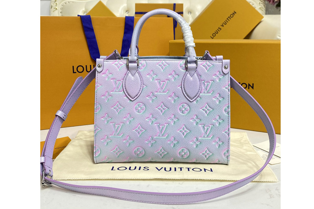 Louis Vuitton M46067 LV OnTheGo PM tote bag in Purple Monogram Empreinte leather