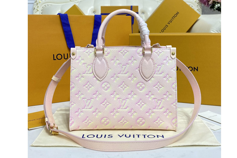 Louis Vuitton M46168 LV OnTheGo PM tote bag in Pink Monogram Empreinte leather