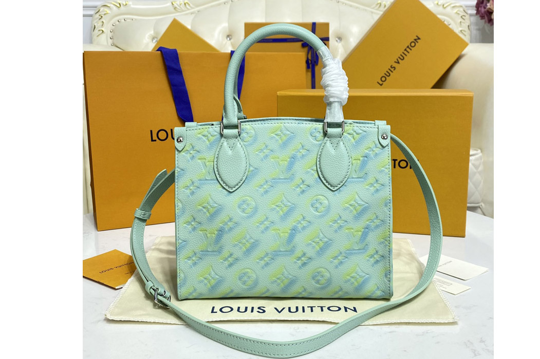 Louis Vuitton M46067 LV OnTheGo PM tote bag in Green Monogram Empreinte leather