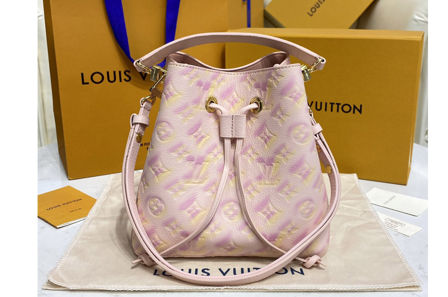 Louis Vuitton M46174 LV NeoNoé BB bucket bag in Pink Monogram Empreinte leather