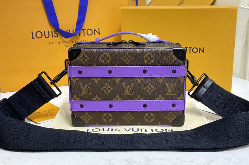 Louis Vuitton M46264 LV Handle Soft Trunk Bag in Monogram Macassar coated canvas and Purple cowhide leather