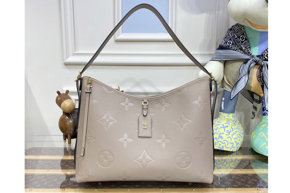 Louis Vuitton M46292 LV CarryAll MM Bag in Gray embossed leather
