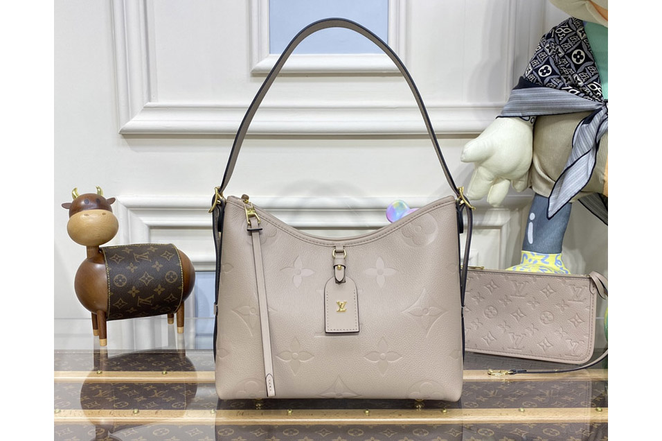 Louis Vuitton M46288 LV CarryAll PM Bag in Gray embossed leather