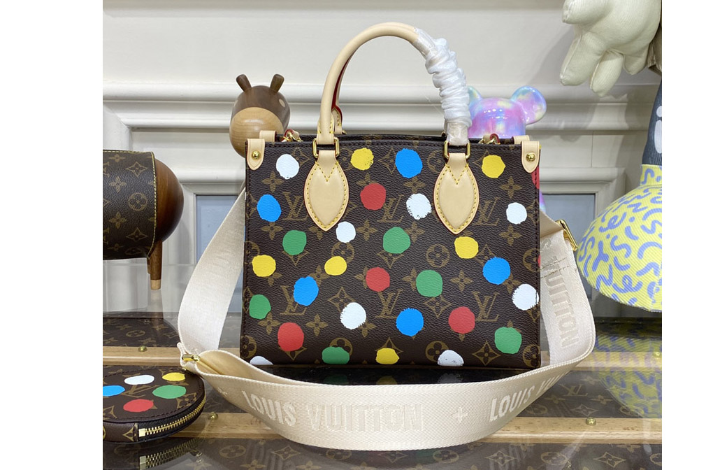 Louis Vuitton M46380 LV LVxYK OnTheGo PM Bag in Monogram coated canvas with 3D Painted Dots print