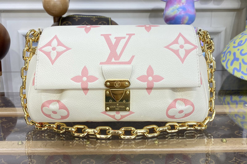 Louis Vuitton M46393 LV Favorite handbag in Beige/Pink Monogram Empreinte leather