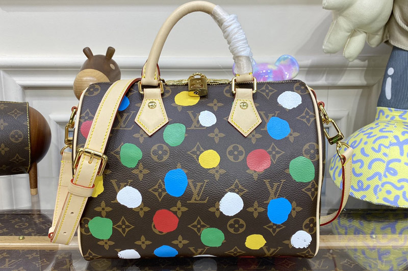 Louis Vuitton M46433 LV LVxYK Speedy Bandouliere 25 Bag in Monogram coated canvas with 3D Painted Dots print