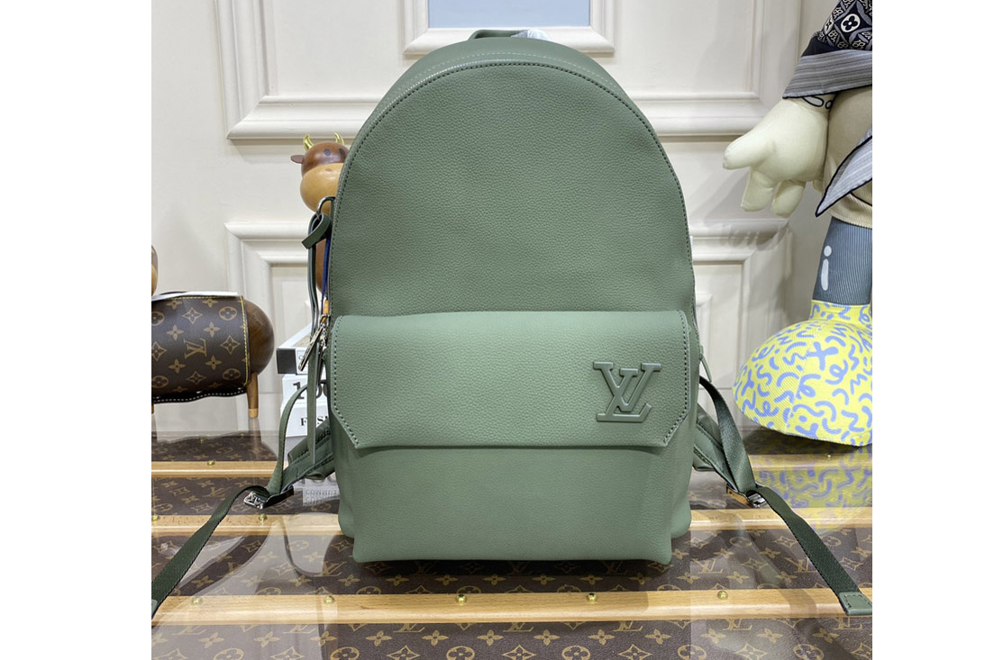 Louis Vuitton M57079 LV Aerogram Backpack in Green grained calf leather