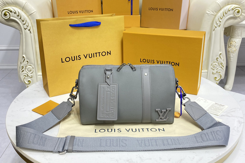 Louis Vuitton M59328 LV City Keepall Bag in Gray Aerogram cowhide leather