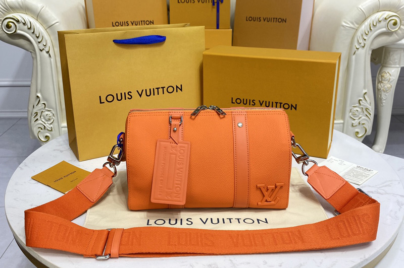 Louis Vuitton M59328 LV City Keepall Bag in Orange Aerogram cowhide leather