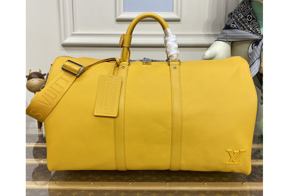 Louis Vuitton M21536 LV keepall bandouliere 50 Bag in Yellow LV Aerogram cowhide leather