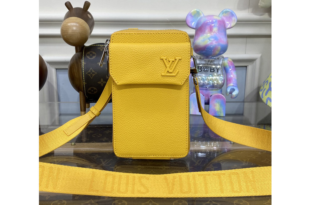 Louis Vuitton M57089 LV Phone Pouch in yellow grained calf leather