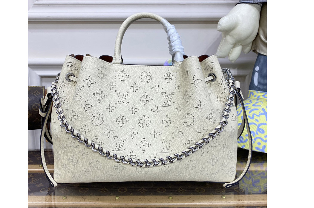 Louis Vuitton M59203 LV Bella Tote Bag in White Mahina calf leather