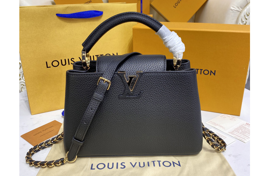 Louis Vuitton M59512 LV Capucines BB handbag in Black Taurillon leather